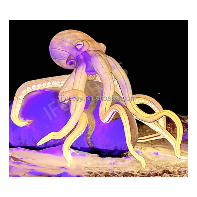 LED Blue Inflatable Octopus Tentacles For Building Exterior Wall Decoration