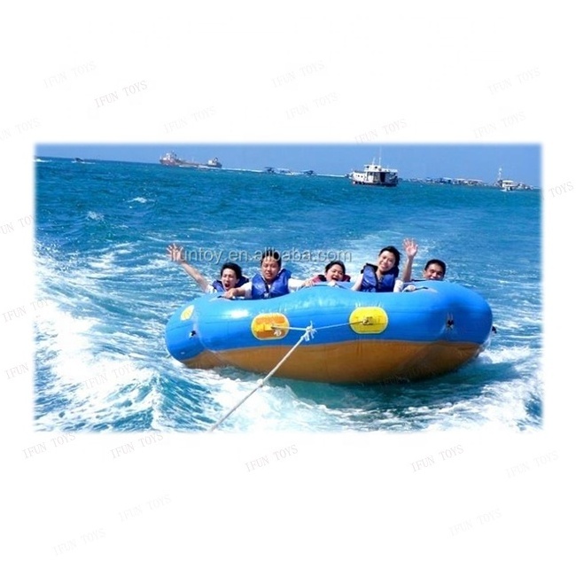 1-2 Riders Floating Inflatable Ski Towable Spinning Tube / Crazy Ride Bull Boat For Water Sport Games