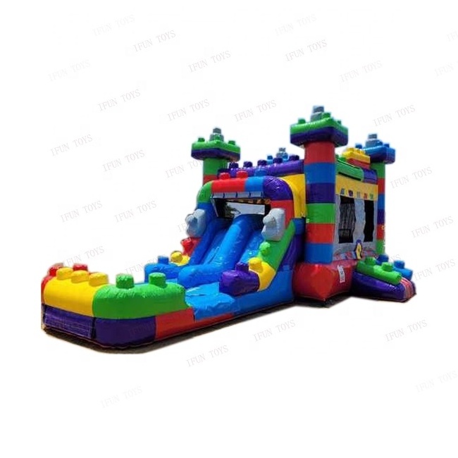 Building Blocks Theme Park Inflatable Amusement Park Kids Fun City with Jumping Trampoline Climbing Wall And Slide