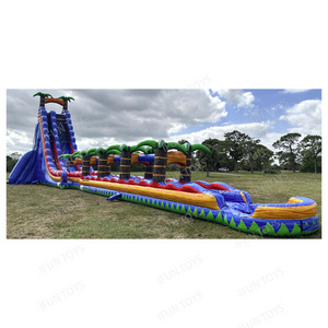 Tropical Plunge Water Slide 40ft Tall Single Lane Water Slide with Swimming Pool for Party Rental