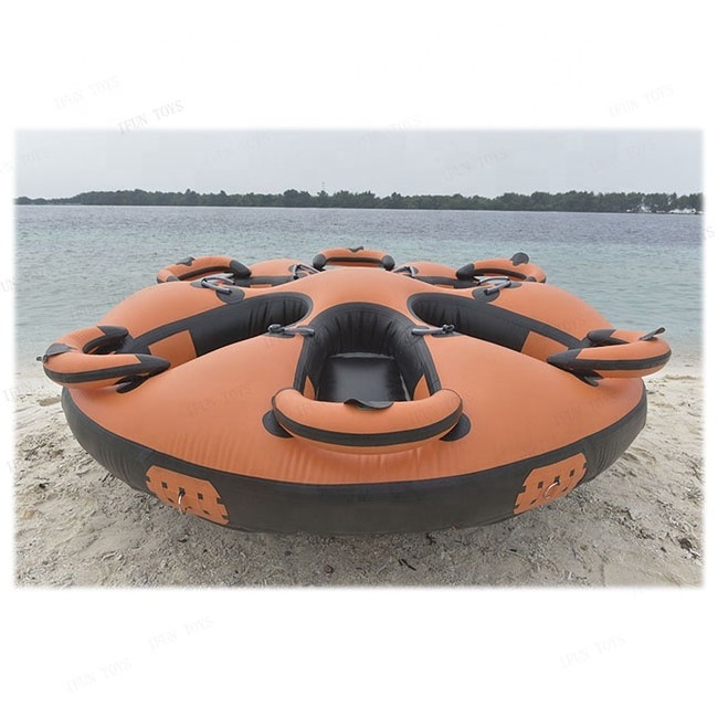 1-2 Riders Floating Inflatable Ski Towable Spinning Tube / Crazy Ride Bull Boat For Water Sport Games