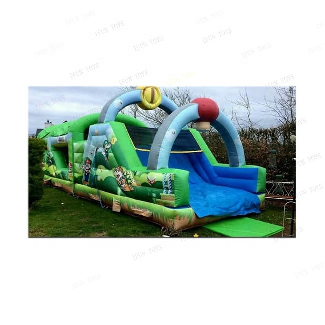 Hot sale bounce house commercial obstacle course PVC inflatable game super Marios inflatable bounce house