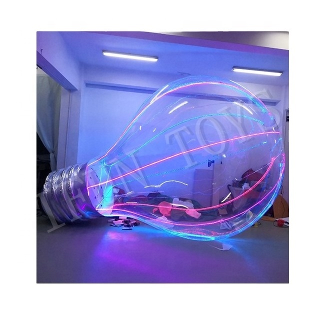 Giant Inflatable Bulb Model / Transparent Inflatable LED Light Bulb for Advertising Decoration