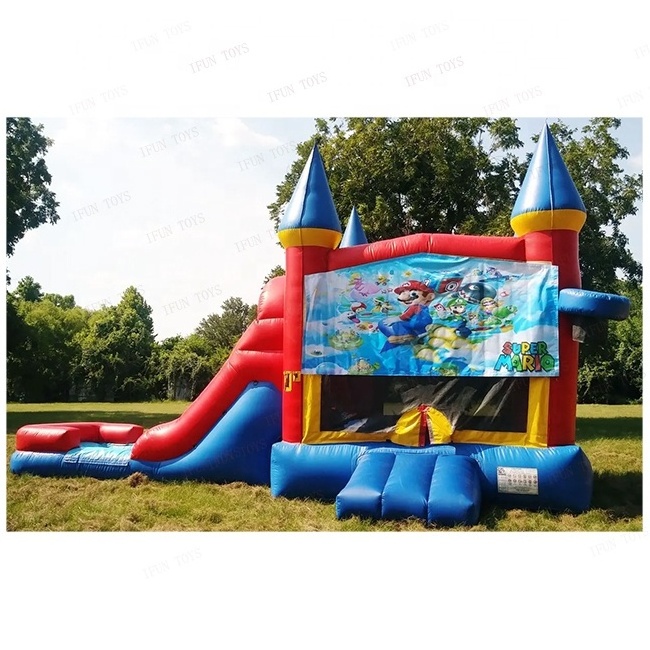 Hot sale bounce house commercial obstacle course PVC inflatable game super Marios inflatable bounce house