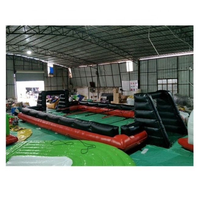 Promotion Cheap Giant Inflatable human foosball court/table soccer field with steel pipes/human table football playground