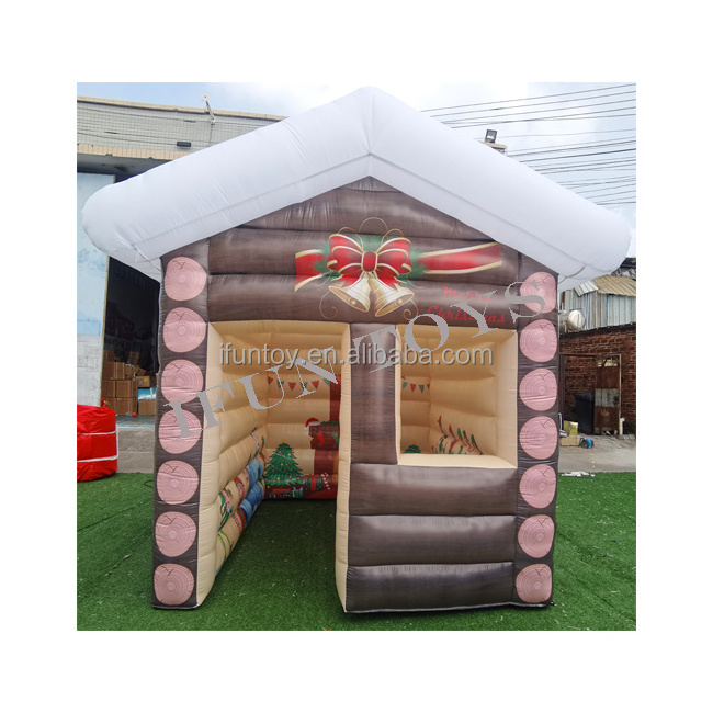 Outdoor Festival Inflatable Christmas Santa House Garden Decoration Christmas Structure Santa Grotto for Sales