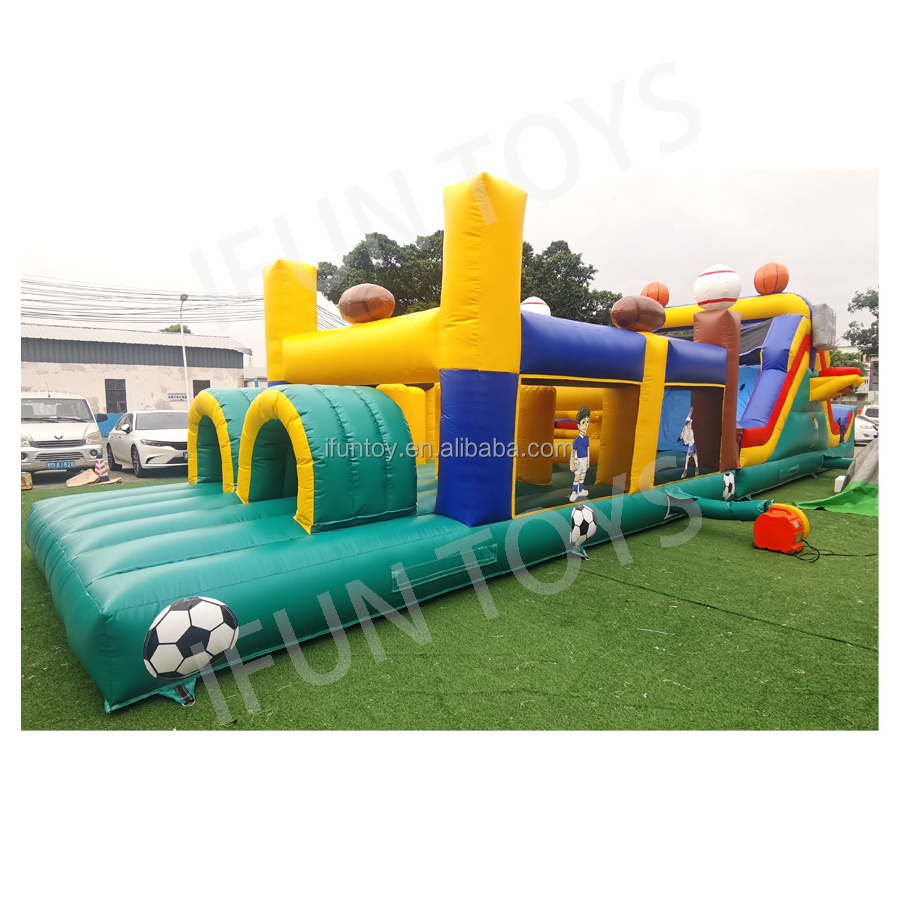 Most Popular Lego Obstacle Course Inflatable Lego Bouncer House with Slide for Sport Games