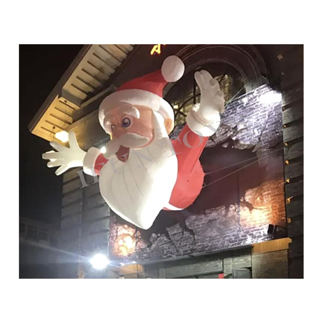 Giant Inflatable Santa Claus Climbing Wall Mall Entrance Santa for Christmas Decoration