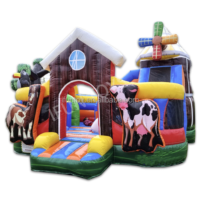 Outdoor Commercial Jump Kids Jumpers Combo with Slide Jumping Castle Bounce House Farm Car Theme Inflatable Bouncer