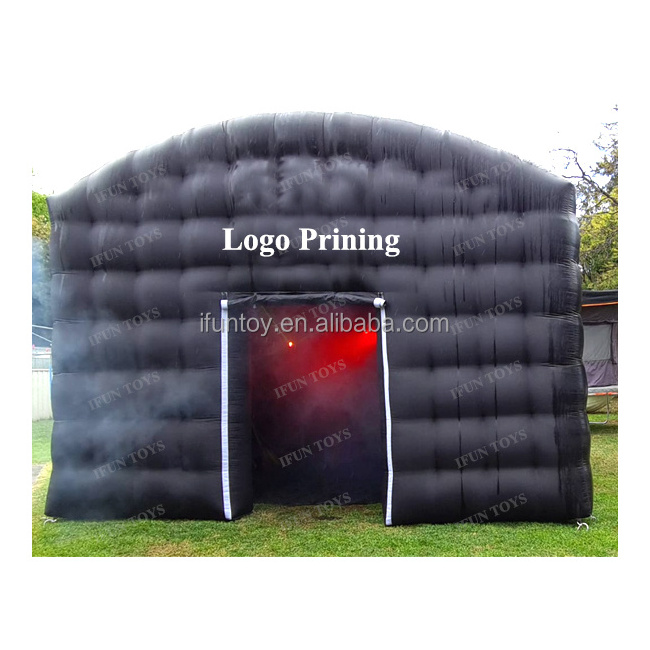 Black blow up large inflatable nightclub with lights/Pop up  night club booth/cube disco tent for party