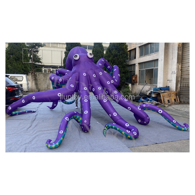 LED Blue Inflatable Octopus Tentacles For Building Exterior Wall Decoration