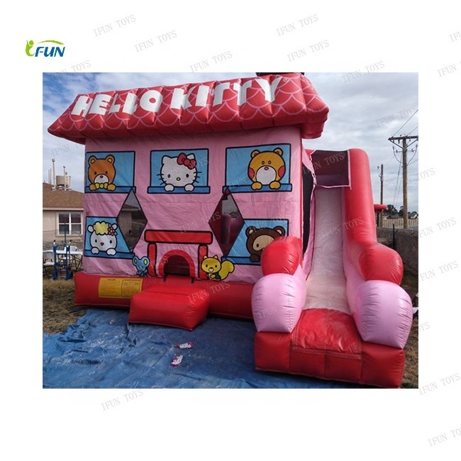 Kids 5 In 1 Combo Hello Kitty Inflatable Bounce House/bouncy castle water slide for birthday party