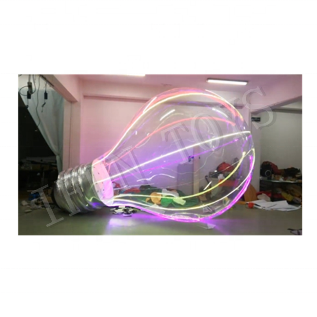 Giant Inflatable Bulb Model / Transparent Inflatable LED Light Bulb for Advertising Decoration