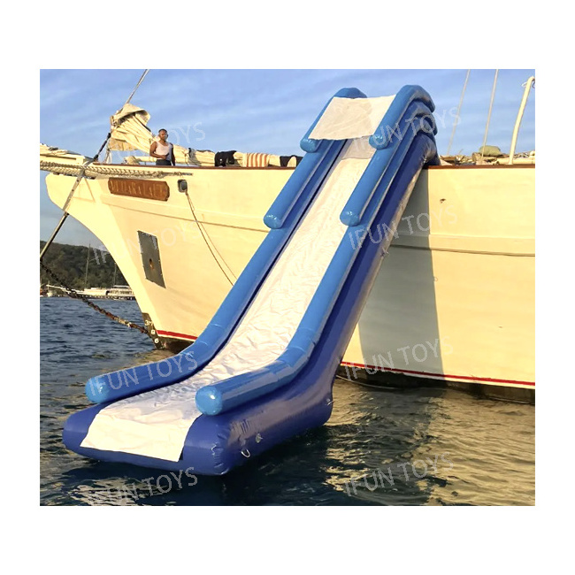 Water Play Equipment Entertainment Yacht Water Floating Slide PVC Inflatable Pontoon Boat Slide