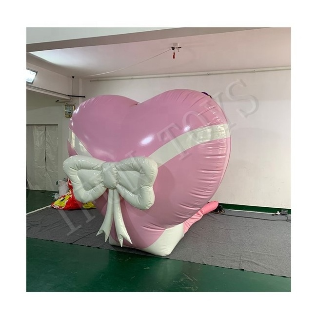 Wedding Decoration Inflatable Love Bombs / Giant Inflatable Love Heart / Pink Inflatable Blasting Heart Balloon with Bowknot