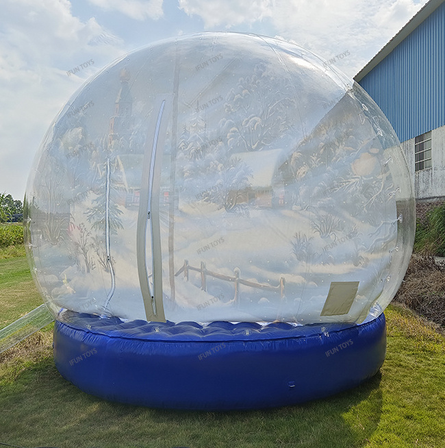 Customized backdrop Giant Inflatable Snow Globe Photo Booth with Blowing Snow for Christmas / Event