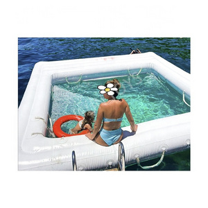 Commercial Yacht Rental Inflatable Water Floating Ocean Swimming Pool with Jellyfish Anti Net