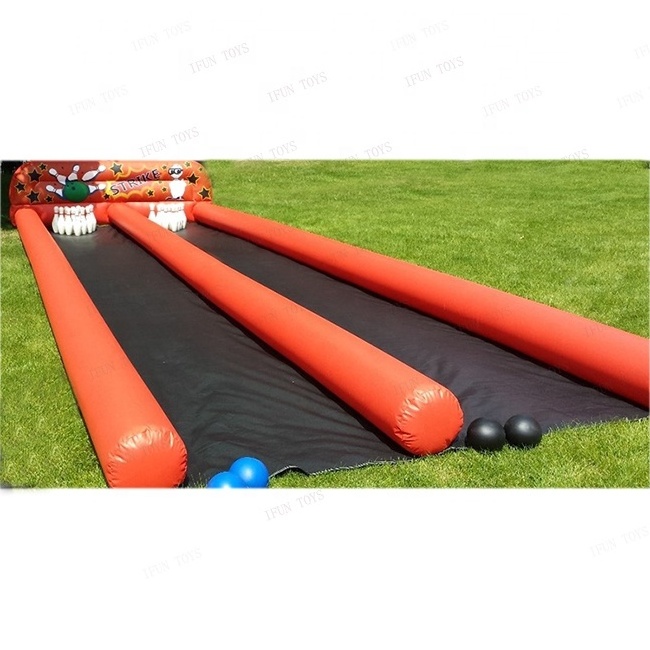 Interactive Active Inflatable Skittle Bowling Pin Lanes Slide Gonflable Bowling Alley Set Racing games