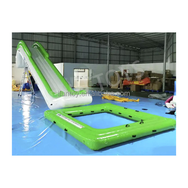 Water Play Equipment Entertainment Yacht Water Floating Slide PVC Inflatable Pontoon Boat Slide