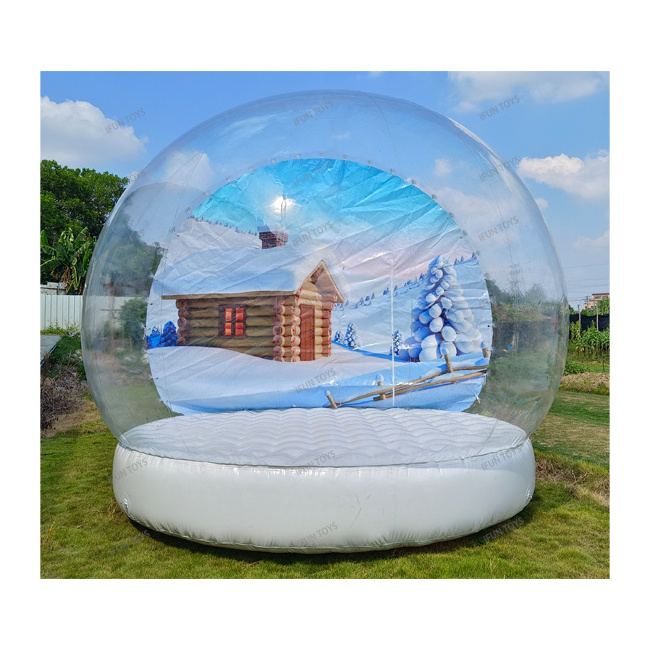 Customized backdrop Giant Inflatable Snow Globe Photo Booth with Blowing Snow for Christmas / Event