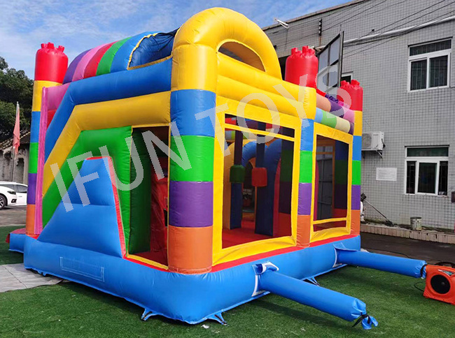 Commercial Building Block Party Bounce House Slide Combo Inflatable Jumping Castle Kids Bouncer