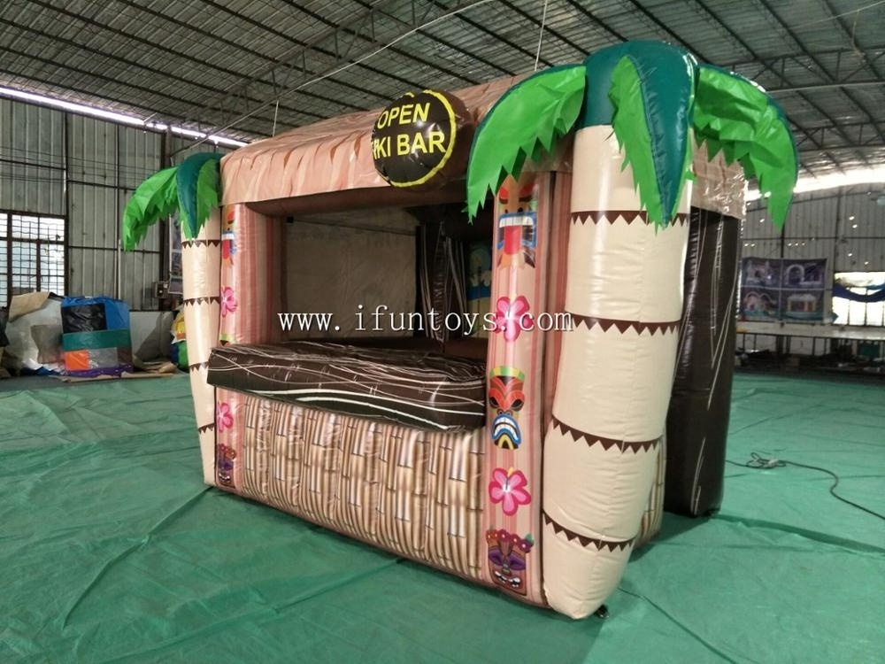 Tropical Inflatable Open Tiki Bar with Palm Tree / Inflatable Serving Bar Tent / Bar Counter for Party /Event