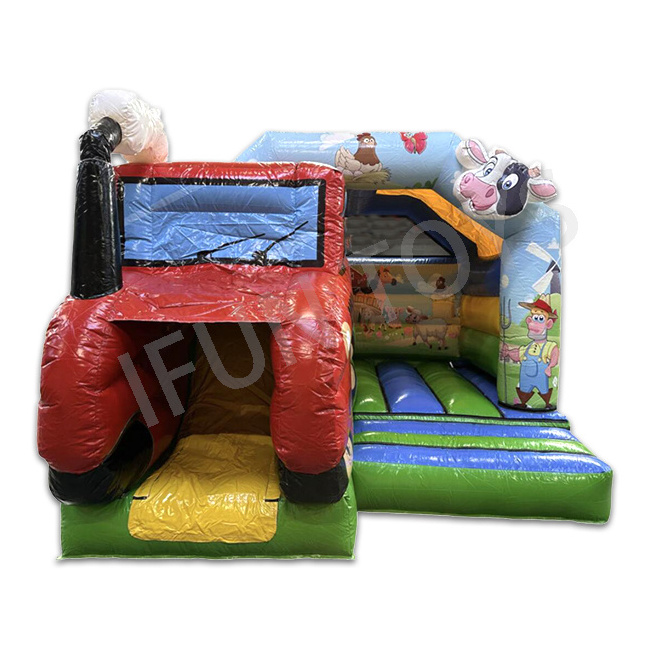 Outdoor Commercial Jump Kids Jumpers Combo with Slide Jumping Castle Bounce House Farm Car Theme Inflatable Bouncer