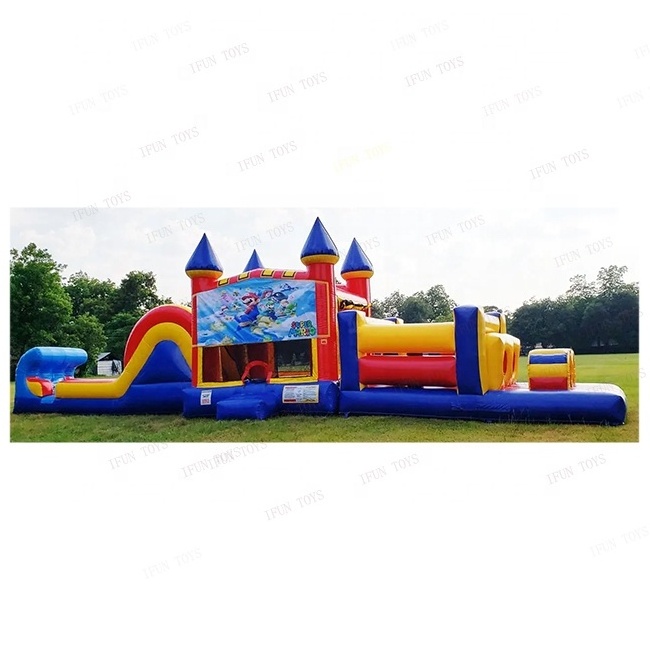 Hot sale bounce house commercial obstacle course PVC inflatable game super Marios inflatable bounce house