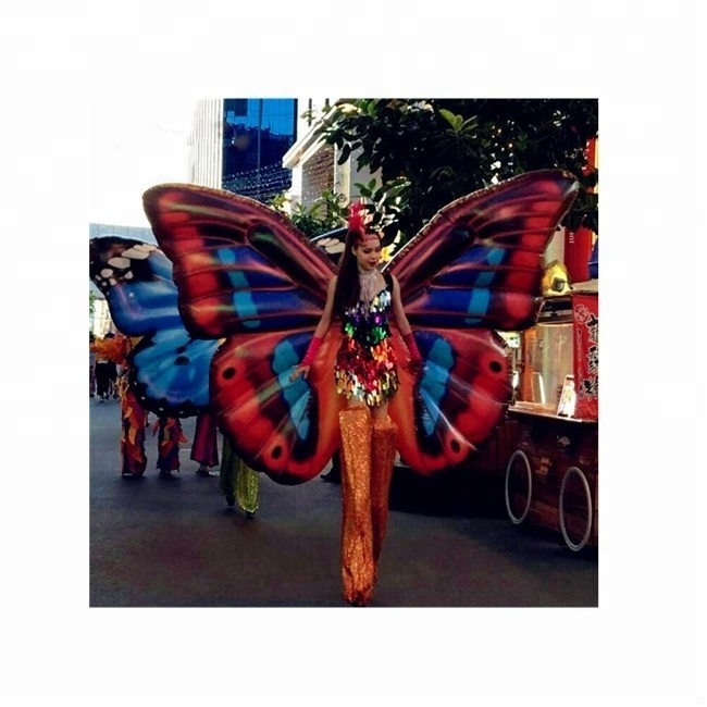 Colorful Inflatable Butterfly Mascot Costume Walking Inflatable Butterfly Wing Costume for Outdoor Parade Event Performance