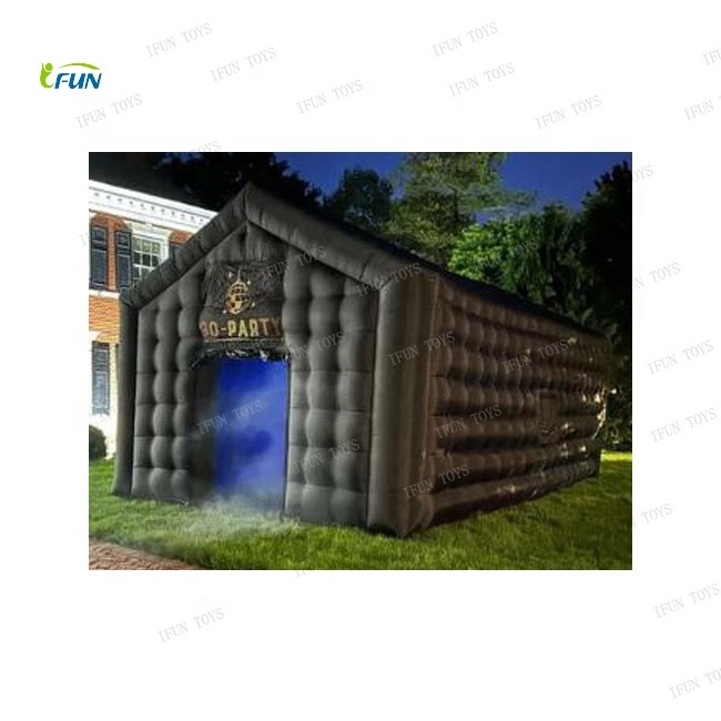 Black blow up large inflatable nightclub with lights/Pop up  night club booth/cube disco tent for party