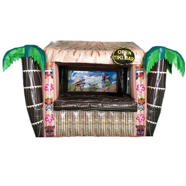 Tropical Inflatable Open Tiki Bar with Palm Tree / Inflatable Serving Bar Tent / Bar Counter for Party /Event