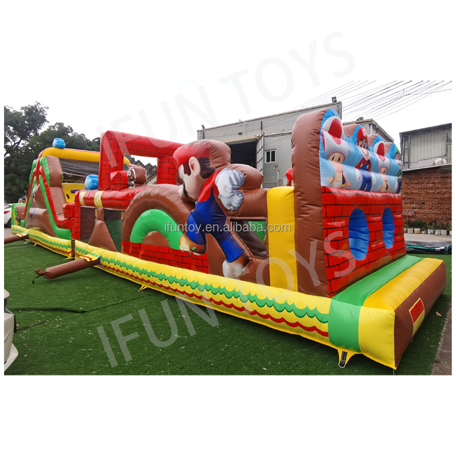 Most Popular Lego Obstacle Course Inflatable Lego Bouncer House with Slide for Sport Games