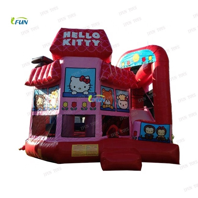 Kids 5 In 1 Combo Hello Kitty Inflatable Bounce House/bouncy castle water slide for birthday party