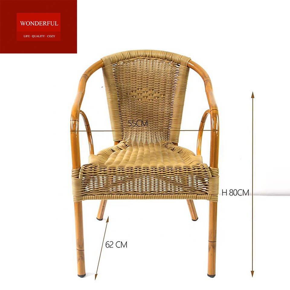 rattan / wicker chairs dining Outdoor Round French Bistro Circle Armchair Aluminium Rattan Wicker Garden Flower Chair