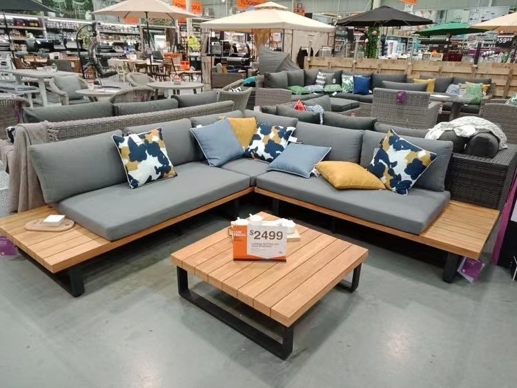 Modern Solid Wood Furniture with Cushions Sofa Set Living Room Garden Patio Hotel Sectional Outdoor Sofa