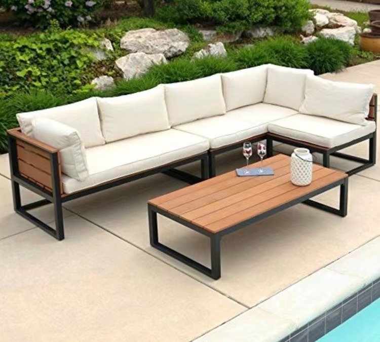 Modern Solid Wood Furniture with Cushions Sofa Set Living Room Garden Patio Hotel Sectional Outdoor Sofa