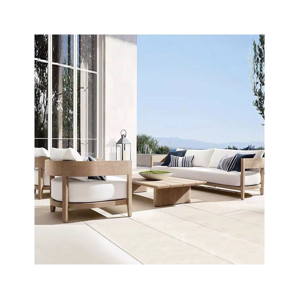 Luxury Waterproof Modern Garden Furniture Set Patio Couch Sectional Teak Wood Aluminum Outdoor Sofa