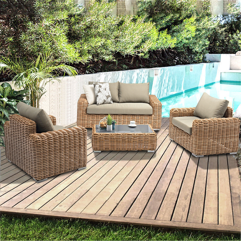 Good quality best sale traditional modern luxury outdoor Furniture Set for hotel villas Garden wicker rattan sofa set