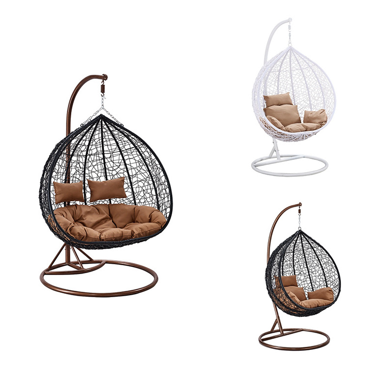 Modern outdoor furniture garden hanging rattan swing chair double soft wicker patio egg swings chairs