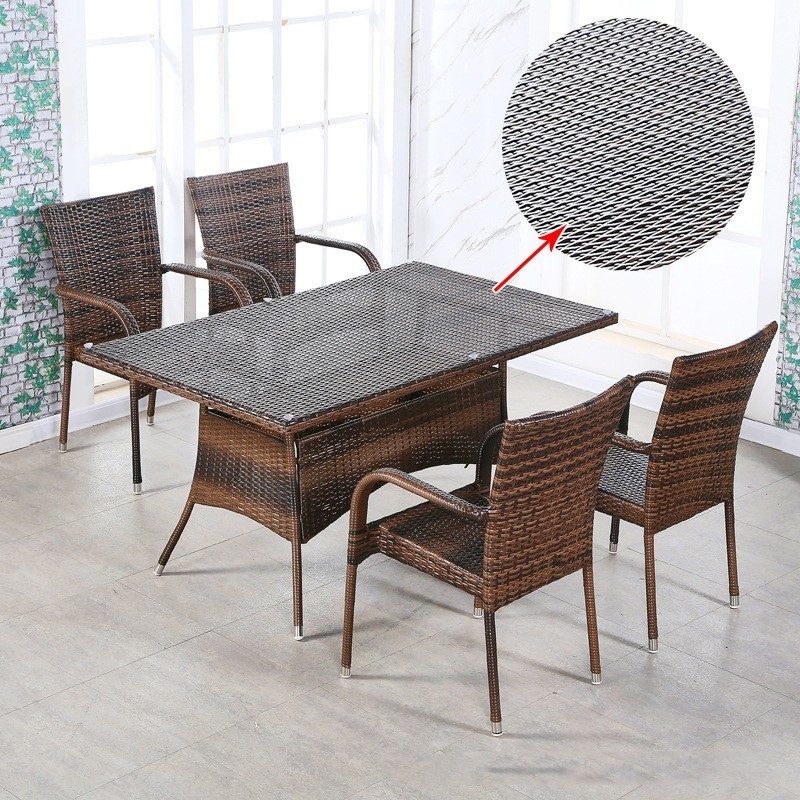 7 Pieces Patio Rattan Dining Set Wicker Outdoor Furniture Rectangular and Round Table and Chairs Set