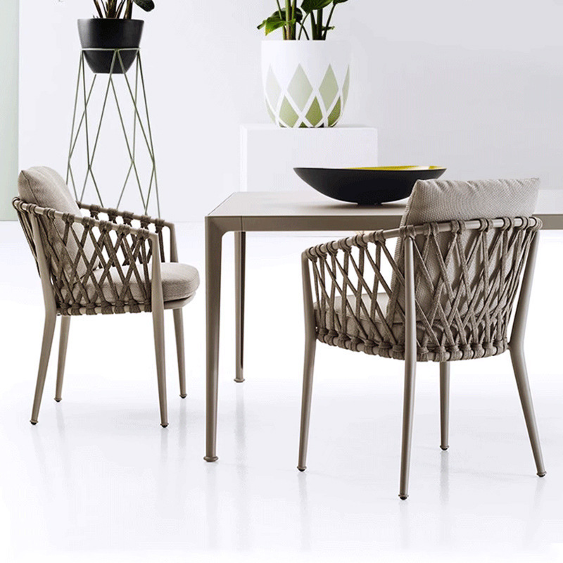 Dining Table Set Round Marble Modern Table and Chairs Dining Rope Furniture Outdoor Furniture