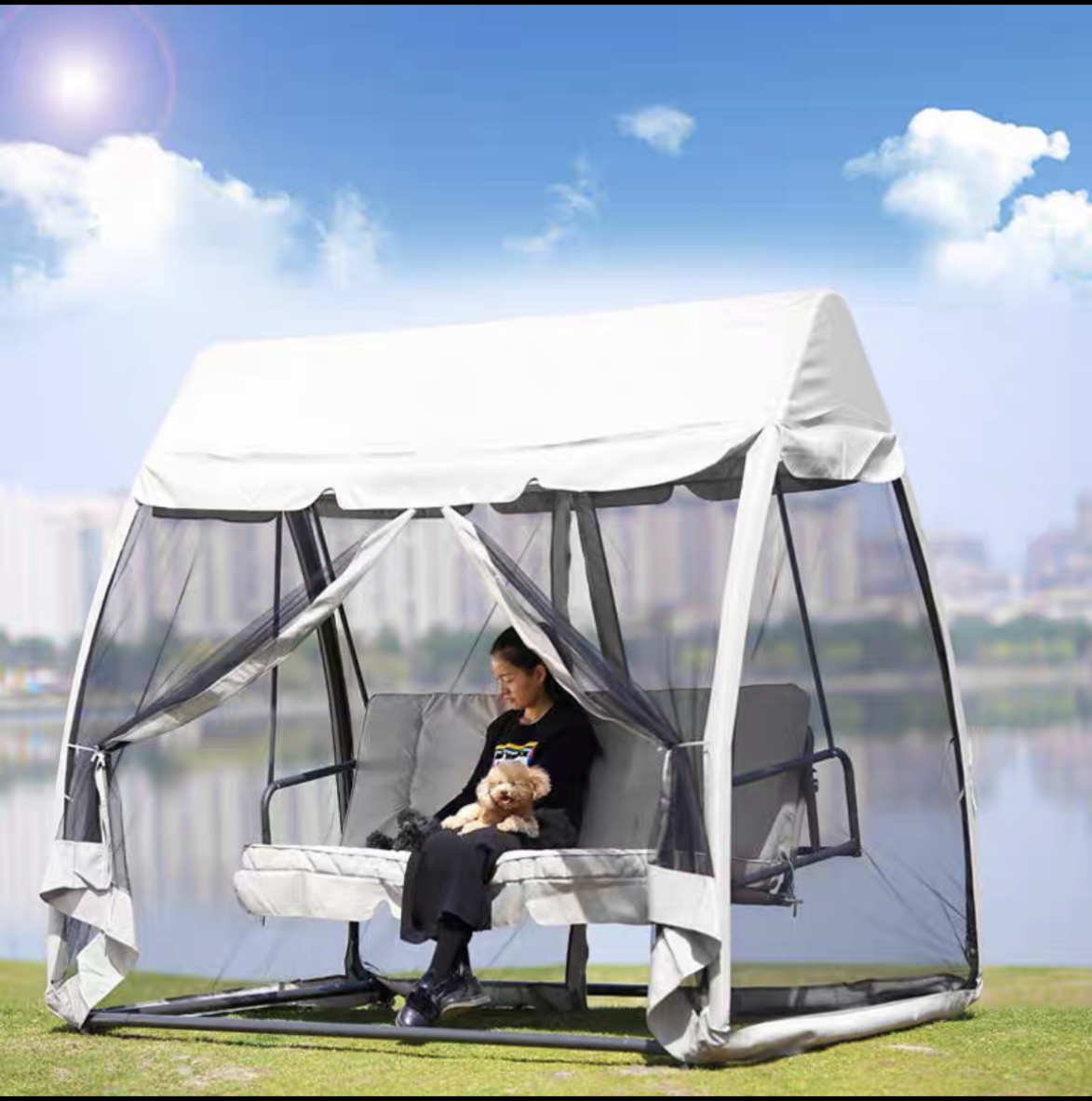 Best selling Hanging Chair Garden balcony Swing Set Outdoor Furniture canopy Patio Swing Chair bed with mosquito netting