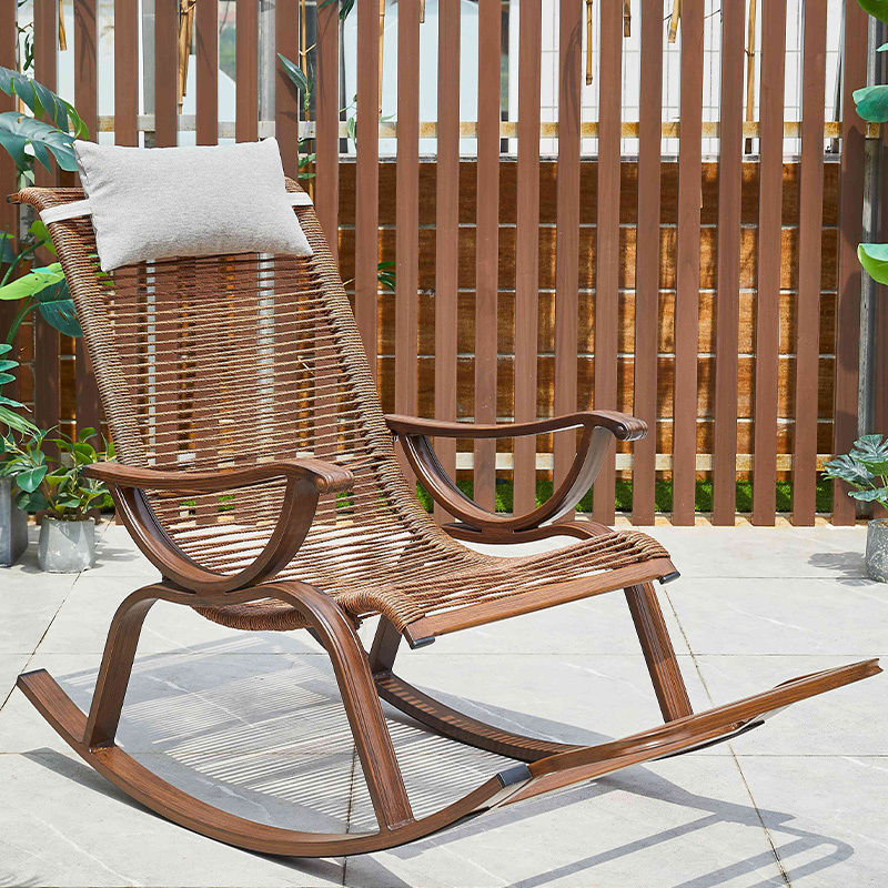 Modern Style Comfortable Indoor Outdoor Chaise Lounge Chair Leisure aluminum Rocking Garden Chairs  rattan wicker  Lazy Sofa