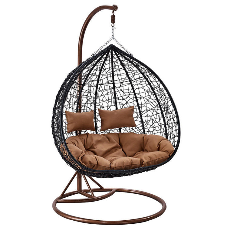 Modern outdoor furniture garden hanging rattan swing chair double soft wicker patio egg swings chairs