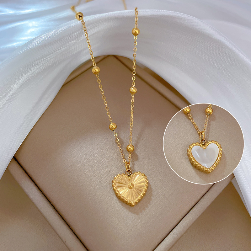 Top Quality Real Gold Plated Stainless Steel Heart Pendant Necklace Women Men Non Tarnish Choker Necklace Jewelry Gift