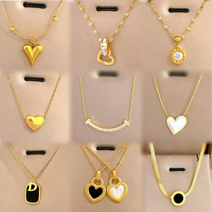 Top Quality Real Gold Plated Stainless Steel Heart Pendant Necklace Women Men Non Tarnish Choker Necklace Jewelry Gift