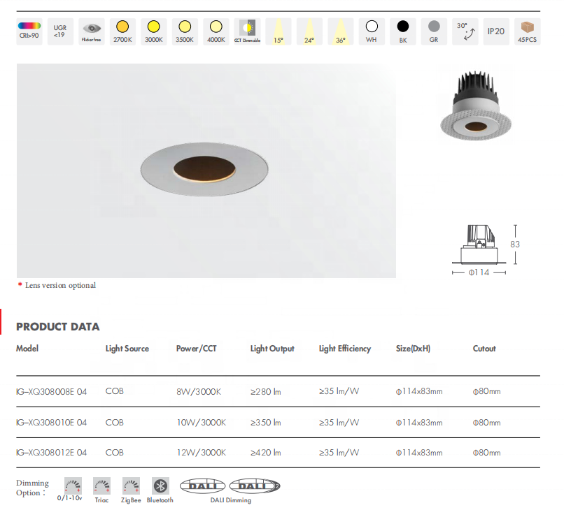 Factory Price Commercial Ceiling Spot Lights Adjust Down Lights Design Led Cob Recessed Downlight