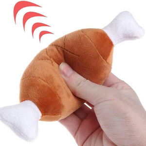 Plush Bone Chicken Legs Funny Food Dog Toy Clean Teeth Bite Resistant Molar Chew Soft Cotton Cat Pet Toys with Sound Squeaker