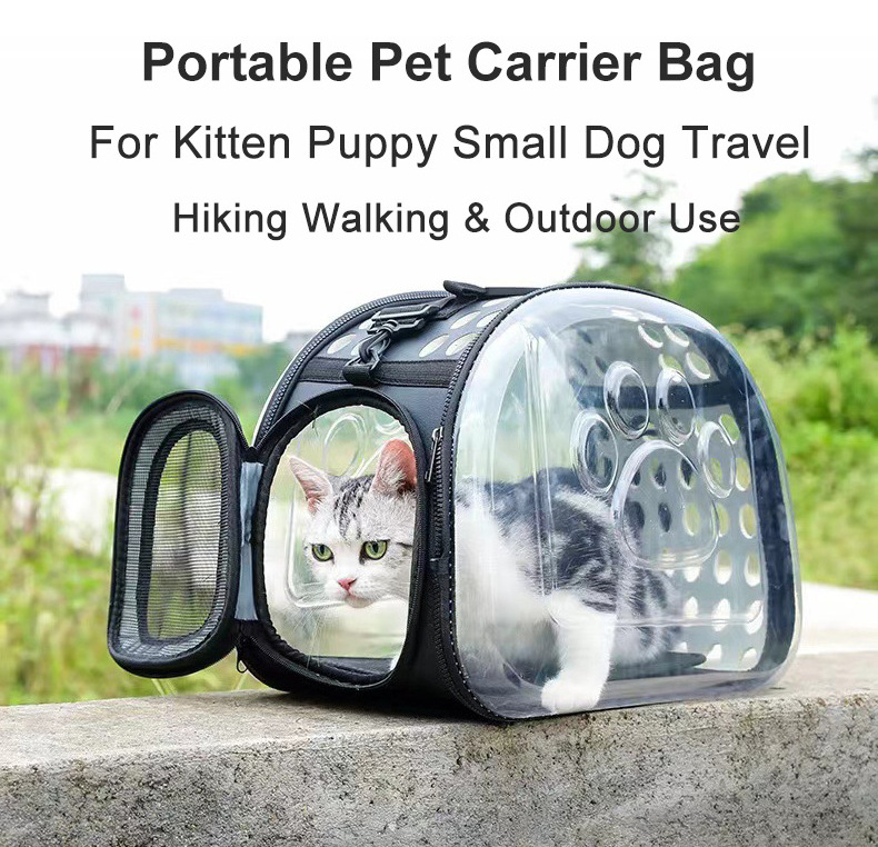 Cat Carrier Portable Small Dog Travel Bag Transparent Foldable Soft-Sided Pet Carriers for Kitten Puppy Hiking Walking Outdoor