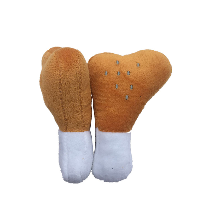 Plush Bone Chicken Legs Funny Food Dog Toy Clean Teeth Bite Resistant Molar Chew Soft Cotton Cat Pet Toys with Sound Squeaker